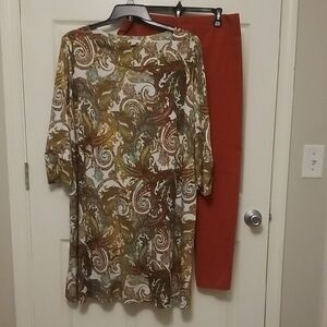 Elegant Paisley Print Tunic And Leggings Set